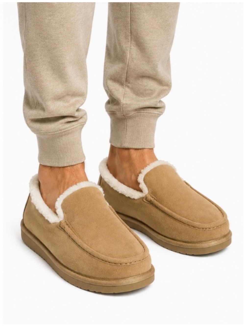 Men's JW Anderson Tan Shearling-Lined Suede Loafers Size 7